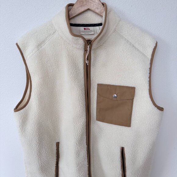 Fjallraven Other - Fjallraven Vardag Pile Fleece Vest Full Zip Cream White Chest Pocket Mens XL